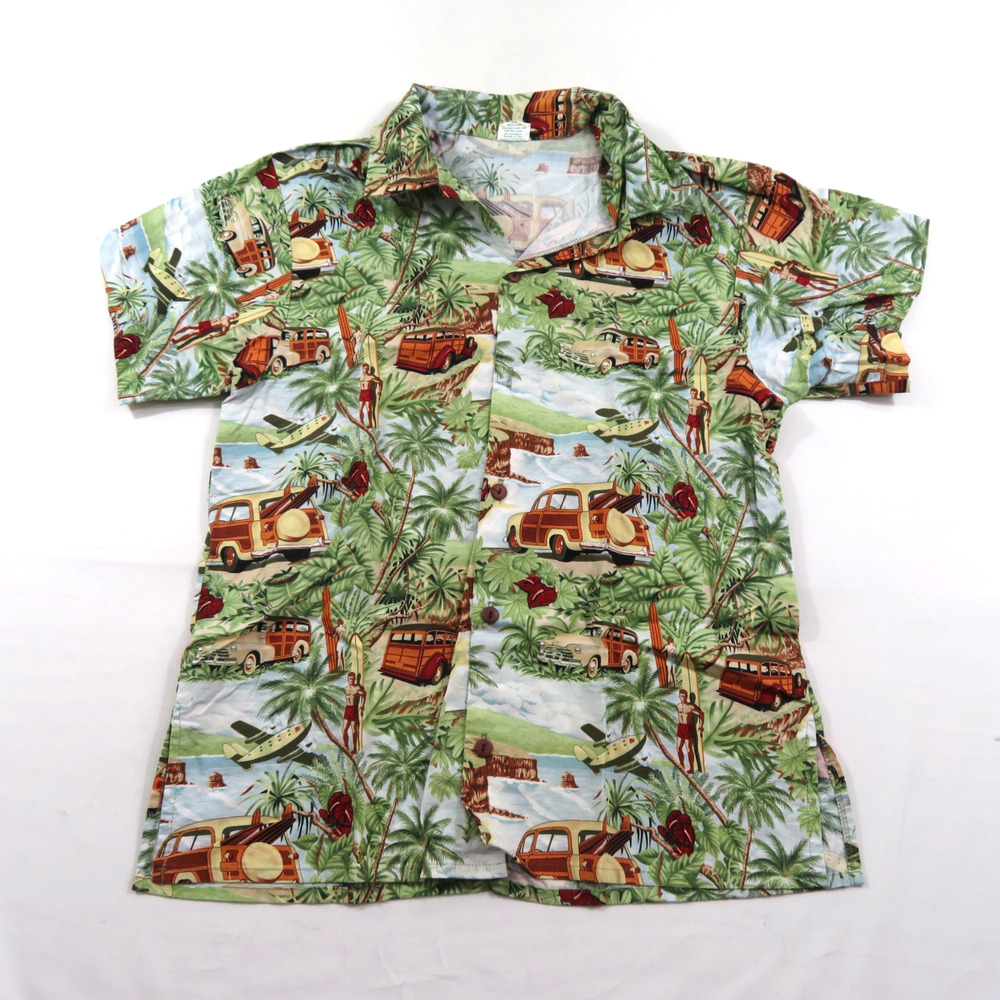 Cotton Scrubs & Co Men's Shirt Button Front Hawaiian Floral Woody Scrubs? Sz M